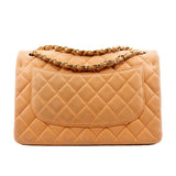 thumbnail Jumbo Classic Caramel Caviar Leather Double Flap Bag GHW Seri 14 - L'UXE LINK