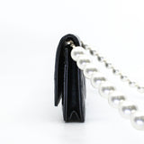 thumbnail Pearl Wallet On Chain In Black Calfskin Leather Crossbody Bag Seri 30 - L'UXE LINK