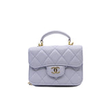 thumbnail mini chain clutch with top handle in lambskin purple ghw seri 31