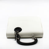 thumbnail Medium Be Dior Leather Top Handle White/Black Handbag PHW With Strap - L'UXE LINK