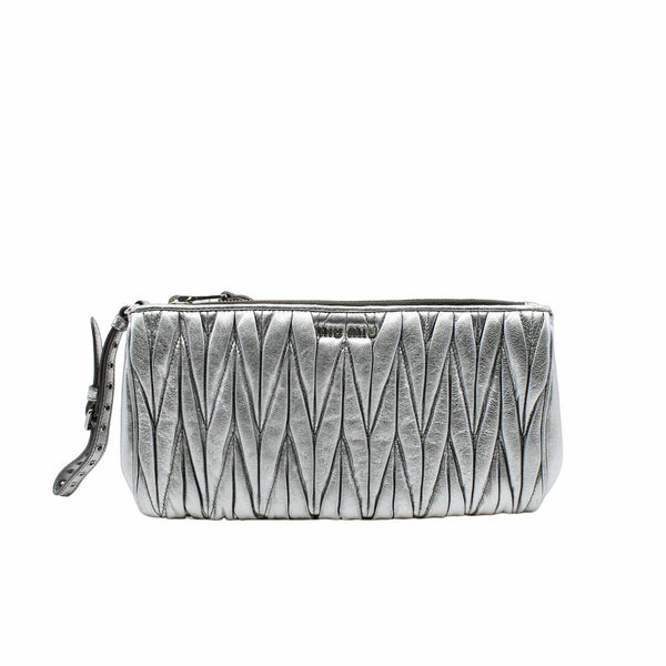 clutch leather  silver phw