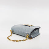 thumbnail Medium J'adior In Grey Crocodile Leather Chain Flap Bag GHW - L'UXE LINK