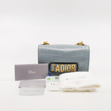 thumbnail Medium J'adior In Grey Crocodile Leather Chain Flap Bag GHW - L'UXE LINK