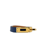 thumbnail Kelly Double Tour Bracelet Navy In Swift Leather GHW Size XS - L'UXE LINK