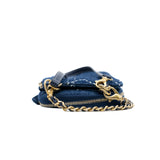 thumbnail Denim Blue Quilted Vertical Double Bags GHW Seri 29 - L'UXE LINK
