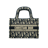 thumbnail Mini Book Tote In Blue Dior Oblique Embroidery Bag - L'UXE LINK