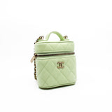 thumbnail Small Green Caviar Leather Quilted Handle With Care Vanity Case GHW With Chain Seri 31 - L'UXE LINK