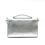 thumbnail Metallic Silver/Blue Grained Calfskin Diorever Squad Flap Bag PHW With Strap - L'UXE LINK