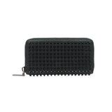 thumbnail long zip wallet with black studs in leather black phw - L'UXE LINK