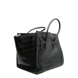 thumbnail Medium Phantom Luggage In Black Croc Embossed Leather Tote Bag GHW - L'UXE LINK