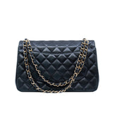 thumbnail Jumbo Classic In Black Lambskin Leather Double Flap Bag GHW Seri 19 - L'UXE LINK