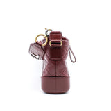 thumbnail Small Gabrielle In Red Aged Smooth Calfskin Quilted With Logo Handle Strap Limited Hobo Bag GHW Seri 30 - L'UXE LINK