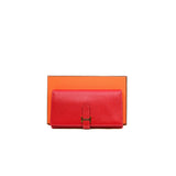 thumbnail Bearn Soufflet Long Mysore Leather Rouge Garance Wallet GHW R Stamp - L'UXE LINK
