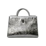 thumbnail Medium Diorever In Metallic Silver Calfskin Flap Bag PHW With Strap - L'UXE LINK