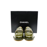 thumbnail loafer with chanel logo in dark green patent #36.5