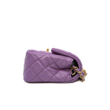thumbnail 22s Mini Rectangular Pearl Crush In Purple Lambskin Single Flap Bag GHW Seri C9HNXXXX - L'UXE LINK