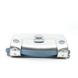 thumbnail Metallic Silver/Blue Grained Calfskin Diorever Squad Flap Bag PHW With Strap - L'UXE LINK