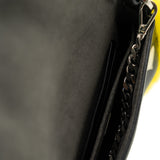 thumbnail monster micro buggie baguette in black leather/yellow fox fur phw