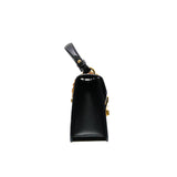 thumbnail Mini Sylvie Black Leather Top Handle Bag Ghw with Strap - L'UXE LINK