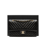 thumbnail Medium Classic Chevron In Black Lambskin Quilted Double Flap Black GHW Seri 26 - L'UXE LINK