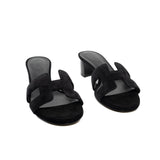 thumbnail oasis sandal in black suede #35 - L'UXE LINK