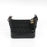 thumbnail Small Gabrielle In Black Calfskin and Wool Felt Hobo Bag With Logo Handle Laser Cut Seri 28 - L'UXE LINK
