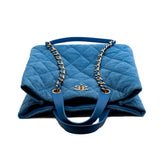 thumbnail Light Blue Quilted Terry Cloth Coco Beach Shopper Tote Bag PHW Seri 30 - L'UXE LINK