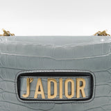 thumbnail Medium J'adior In Grey Crocodile Leather Chain Flap Bag GHW - L'UXE LINK