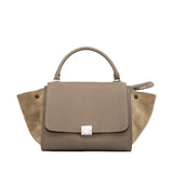 thumbnail trapeze medium in leather beige/suede phw - L'UXE LINK