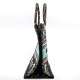 thumbnail Large Dior Book Tote In Embroidered Blue/Black Flowers Print Canvas Bag - L'UXE LINK