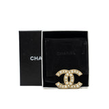 thumbnail Medium CC Logo Brooch With Pearl/Crystal GHW - L'UXE LINK