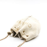 thumbnail White Tweed Deauville Drawstring Backpack GHW Seri 28 - L'UXE LINK