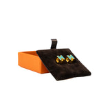 thumbnail Cage D'H Earrings In Green Lacquer Enamel With Gold Plated Metal - L'UXE LINK