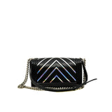 thumbnail Medium Leboy Iridescent/Black Lambskin/PVC Chevron Flap Bag PHW Seri 24 - L'UXE LINK