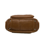 thumbnail nappa pocket bag with top handle in leather brown - L'UXE LINK