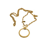 thumbnail vintage long necklace with cc logo and crystal loupe in gold - L'UXE LINK