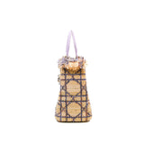 thumbnail Medium Lady Dior In Beige/Purple Tweed Cannage Handbag PHW (No Strap)