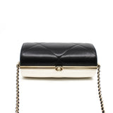 thumbnail Black And White Leather Quilted Minaudiere Shoulder Bag GHW Seri 30 - L'UXE LINK