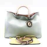 thumbnail Large Diorissimo In Grey/Yellow/Pink Calfskin Leather Handbag PHW With Strap - L'UXE LINK