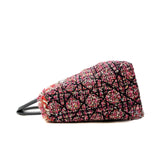 thumbnail Medium Lady Dior In Pink/Black/Multicolor Tweed Fringe Cannage Embroidered Handbag PHW With Strap - L'UXE LINK