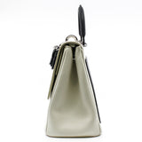 thumbnail Medium Be Dior Leather Top Handle White/Black Handbag PHW With Strap - L'UXE LINK