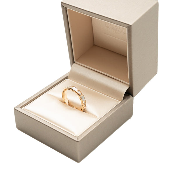 serpenti ring in white ceramic / diamonds 18k rg size 52