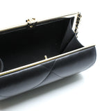 thumbnail Black And White Leather Quilted Minaudiere Shoulder Bag GHW Seri 30 - L'UXE LINK