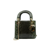 thumbnail mini lady dior in dark green lizard leather ghw