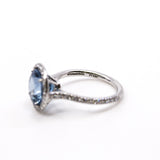 thumbnail pt950 round aquamarine 3.33ct soleste single row ring size 6 - L'UXE LINK