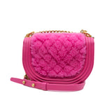 thumbnail leboy curved messenger bag in fur leather pink ghw #X0N0xxxx - L'UXE LINK