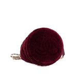 thumbnail Mini Drawstring Bucket Bag Burgundy Velvet And Crystal Studded Pearl GHW Seri 30 - L'UXE LINK