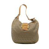 thumbnail Croissant Vintage Beige Cloth FF Handbag GHW - L'UXE LINK