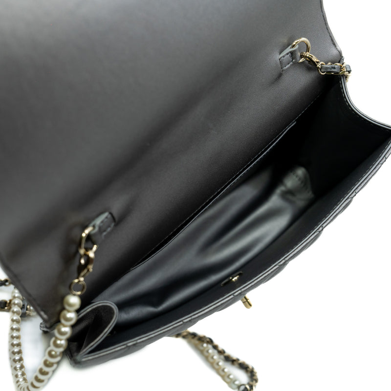 flap bag grey with pearl seri 23