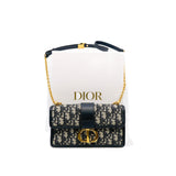 thumbnail mini 30 montaigne with chain in blue dior oblique jacquard ghw 2023